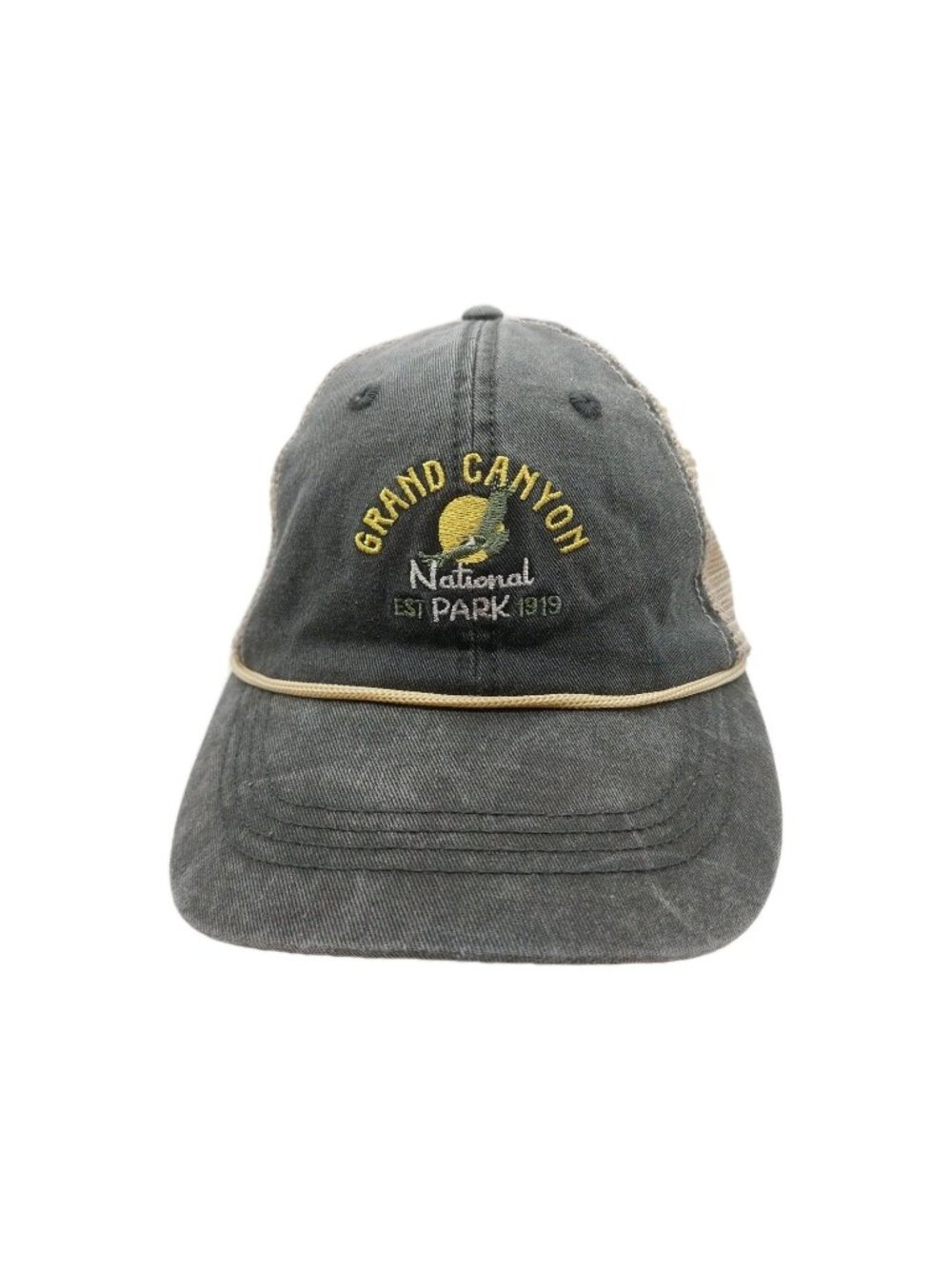 Grand Canyon National Park Hat Embroidered Cap Buckle Strap Gray Mesh